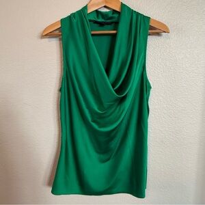 Charmeuse Sleeveless Drape Neck Women's Top - Emerald Green